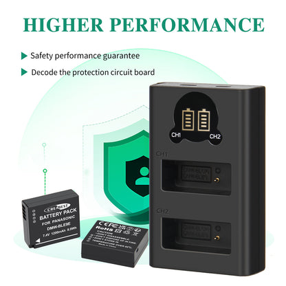 2Pcs DMW-BLE9E Battery Charger For Panasonic Lumix GF5 GX7 DMC- GF3 DC-G110 GX85