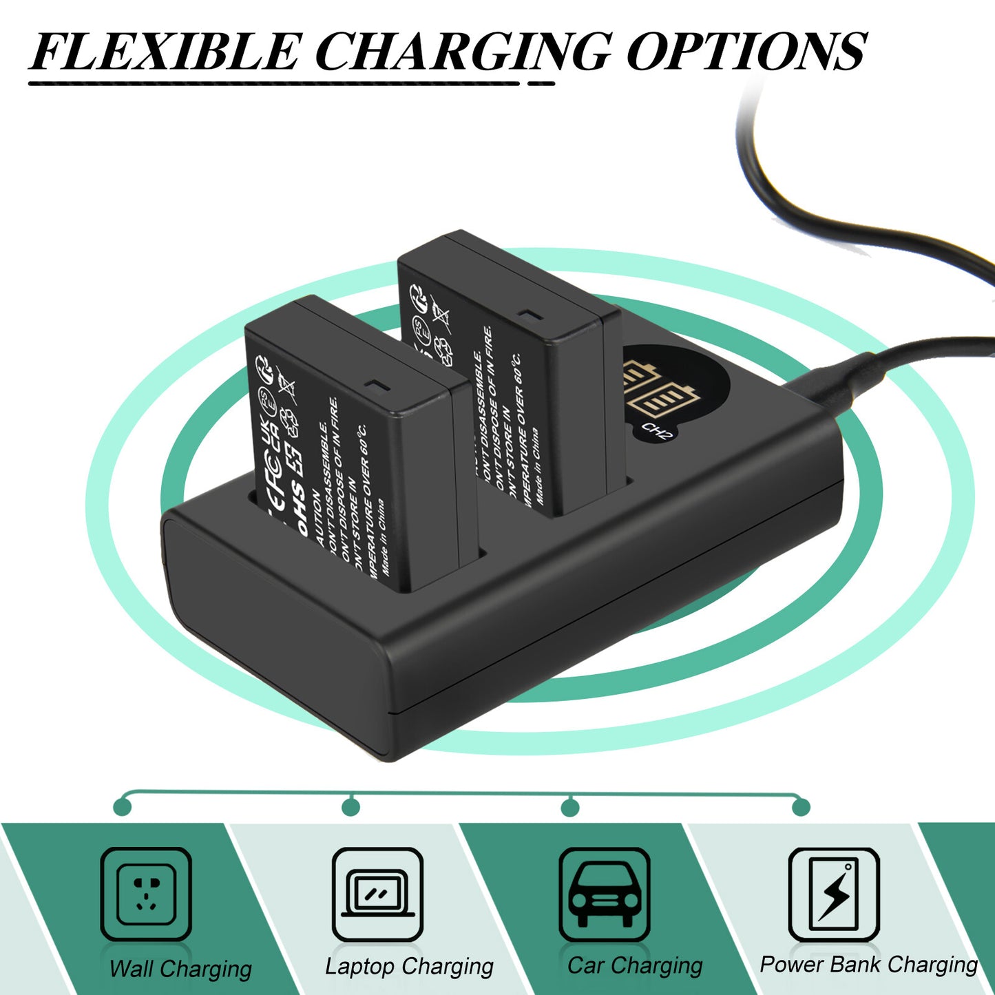 2Pcs DMW-BLE9E Battery Charger For Panasonic Lumix GF5 GX7 DMC- GF3 DC-G110 GX85