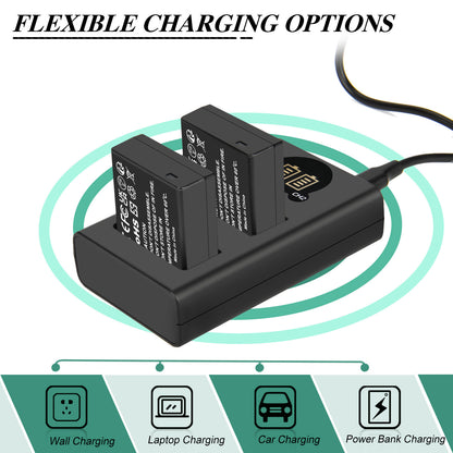 2Pcs DMW-BLE9E Battery Charger For Panasonic Lumix GF5 GX7 DMC- GF3 DC-G110 GX85