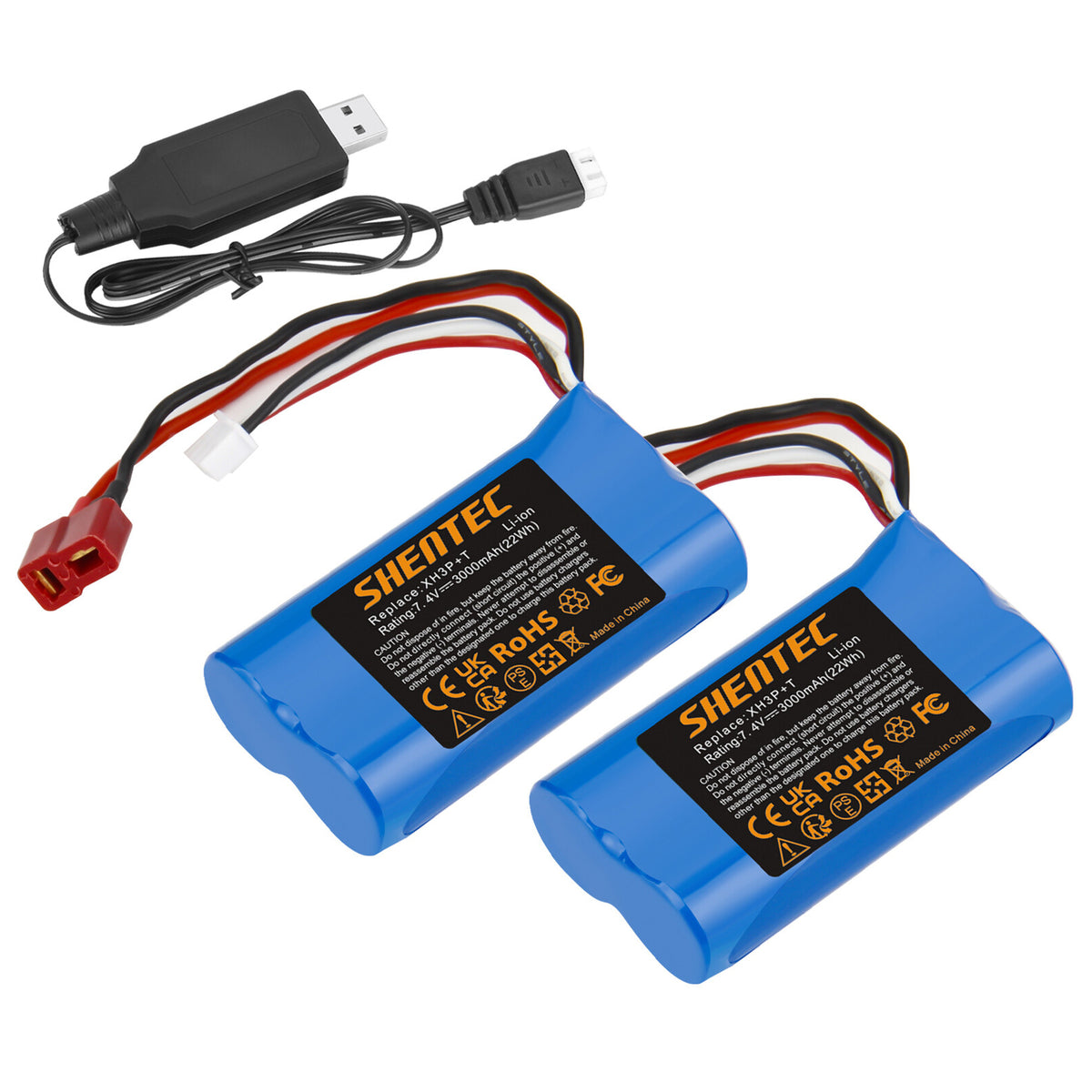 SHENTEC 7.4V 3.0Ah Li-ion battery XH3P+T Plug for WLtoys 12401 12402 12403 RC Car