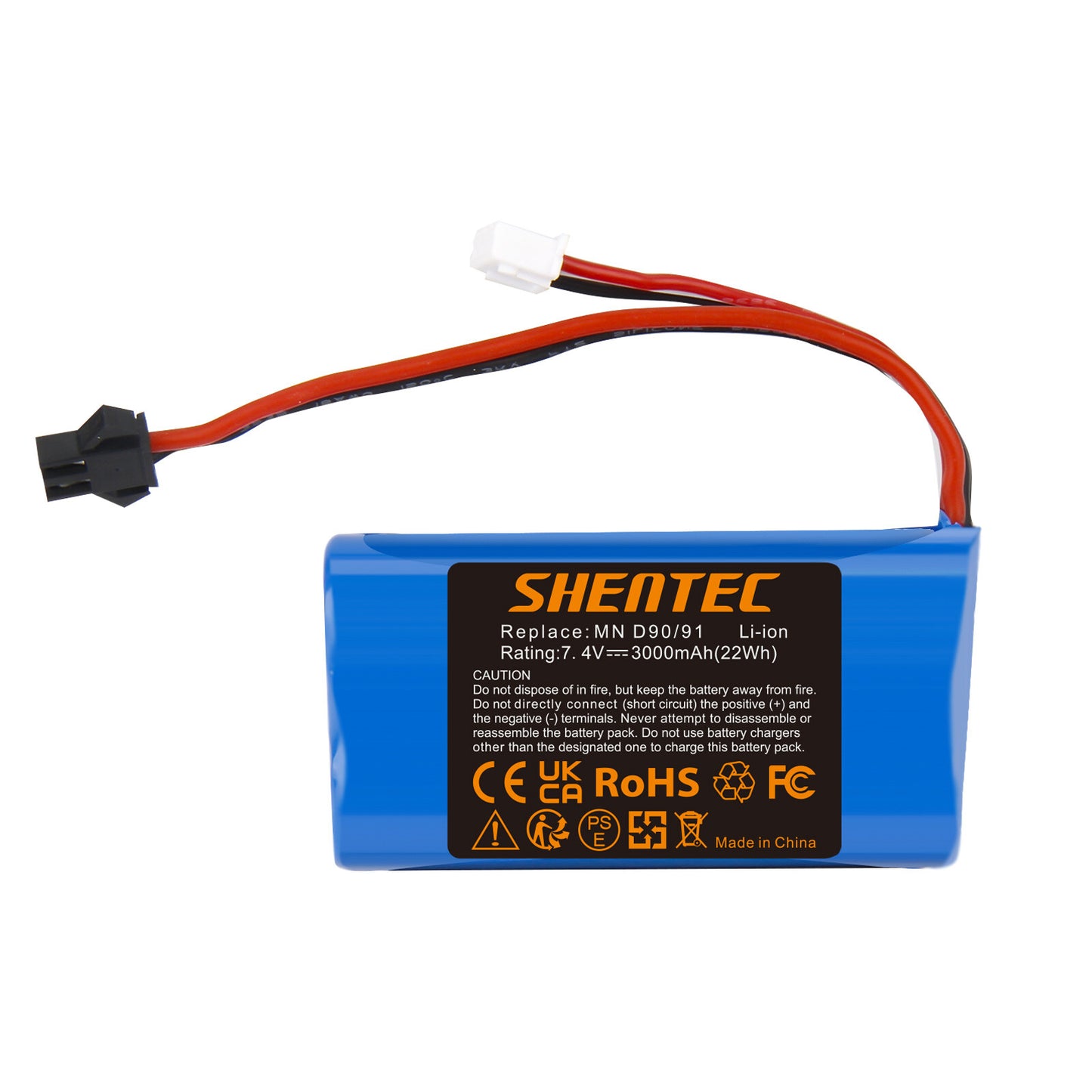 SHENTEC 3Ah 7.4V Li-ion Battery for MN D90/91 MN 99/99S RC Car Model H101 H105 RC