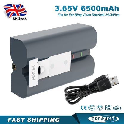 SHENTEC 6.4Ah V4 Rechargeable Battery For Ring Video Doorbell 2 3 4 Spotlight Stick Up