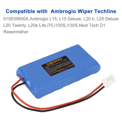 SHENTEC Lawnmower Li-Ion Battery Compatible with Ambrogio Wipers Techline 015E00600A Ambrogio L15,L15 Deluxe,L20 b,L20 Deluxe,L20 Twenty, L20e Lite,i70,i100S,i130S,Next Tech D1