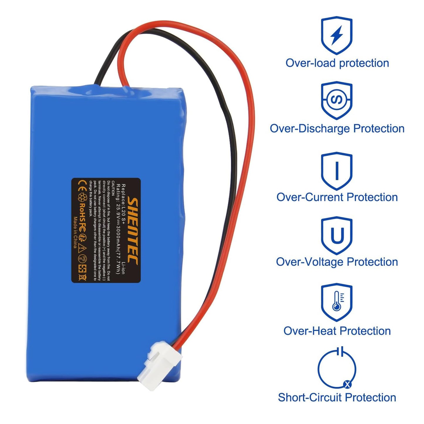 SHENTEC Lawnmower Li-Ion Battery Compatible with Ambrogio Wipers Techline 015E00600A Ambrogio L15,L15 Deluxe,L20 b,L20 Deluxe,L20 Twenty, L20e Lite,i70,i100S,i130S,Next Tech D1