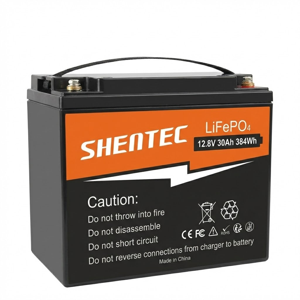 SHENTEC 12.8V 30AH Lithium LiFePO4 Battery  for Home RV Boat Emergency Power