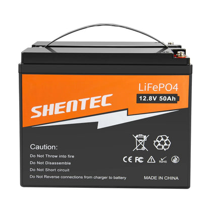 SHENTEC 12.8V 50Ah Lithium LiFePO4 Battery for Solar RV Boat Caravan Camping