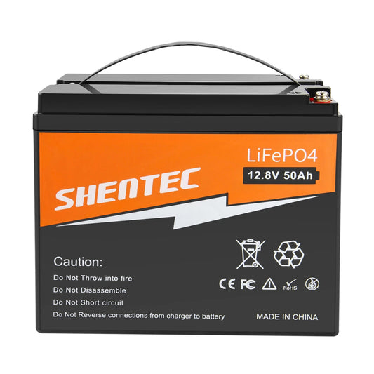 SHENTEC 12.8V 50Ah Lithium LiFePO4 Battery for Solar RV Boat Caravan Camping