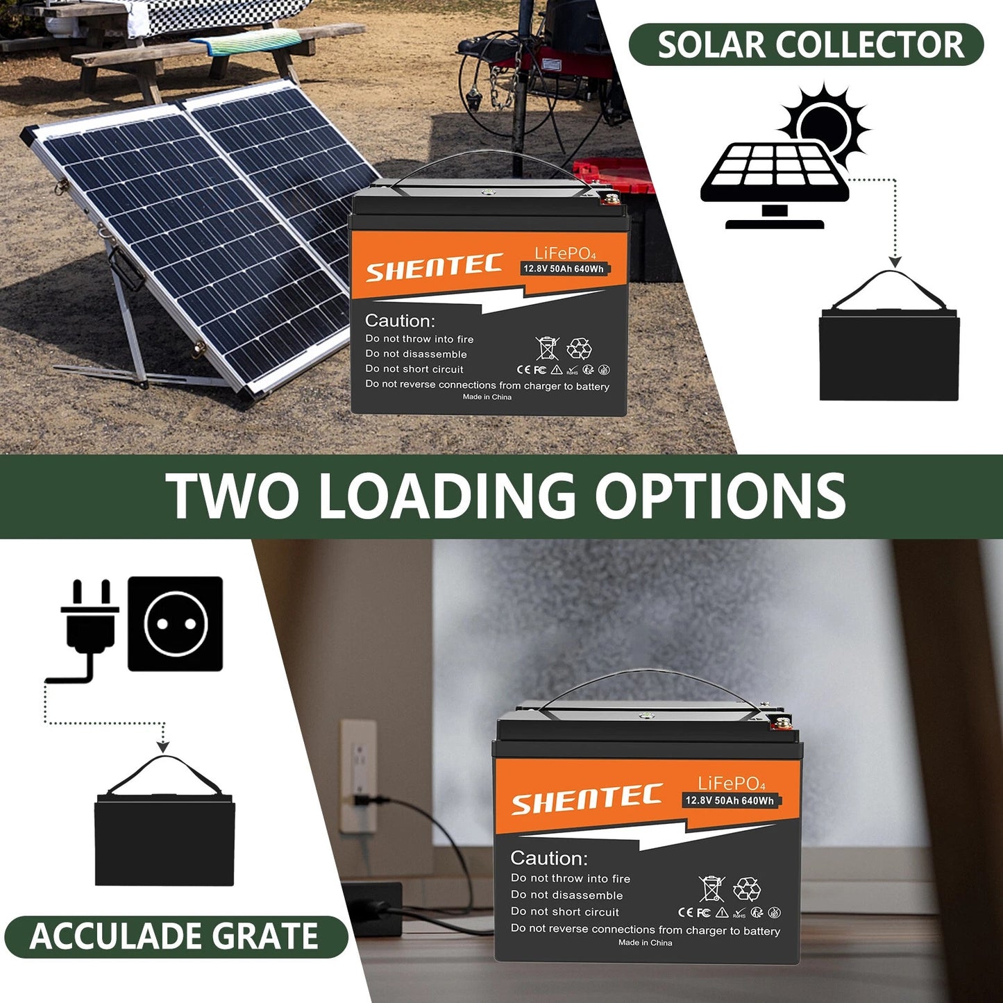 SHENTEC 12.8V 50Ah Lithium LiFePO4 Battery for Solar RV Boat Caravan Camping
