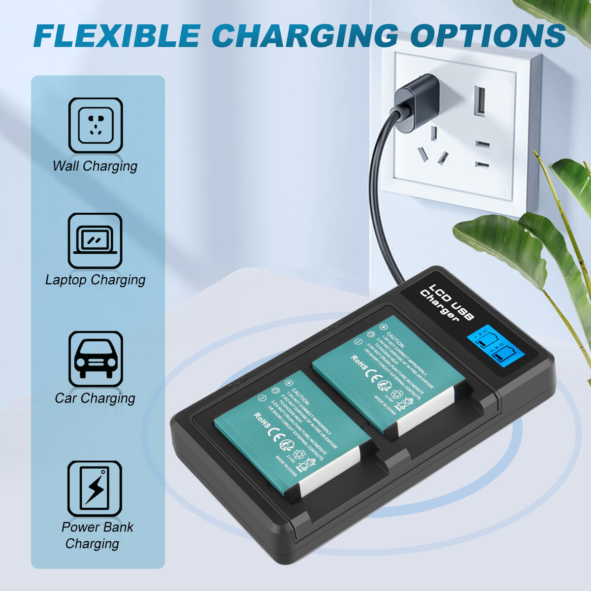 2x NP-BG1/FG1 Battery+Dual Charger For Sony Cyber-Shot DSC-W30 W170 W70 W90 W115