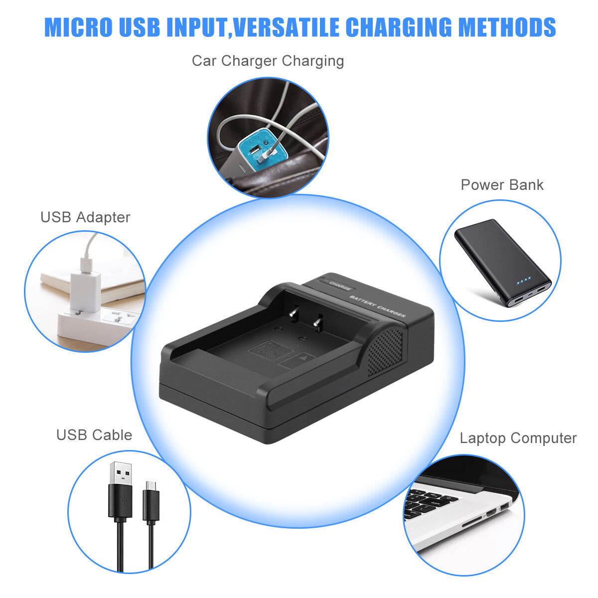 2Pcs NP-BN1 Battery Charger For Sony Cyber-Shot DSC-W310 W800 W320 W350 W380