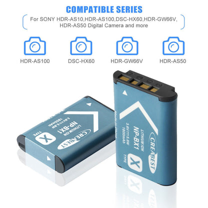 SHENTEC 2-Pack NP-BX1 Battery for Sony DSC-RX100 HX300 H400 WX350 WX400 HX50V HX60