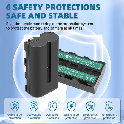 2Pack 7.2V NP-F550 Battery+Dual Charger For SONY NP-F970 NP-F960 F990 F950 F530 F330