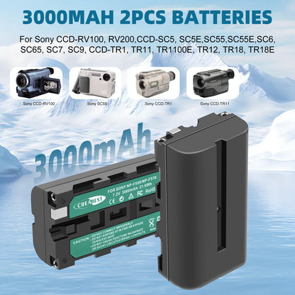 2Pack 7.2V NP-F550 Battery+Dual Charger For SONY NP-F970 NP-F960 F990 F950 F530 F330