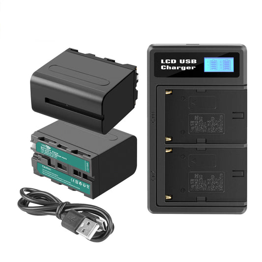 2x NP-F960 NP-F970 NP-F950 8.8Ah Battery + Dual Charger For Sony NP-F330 NP-F550