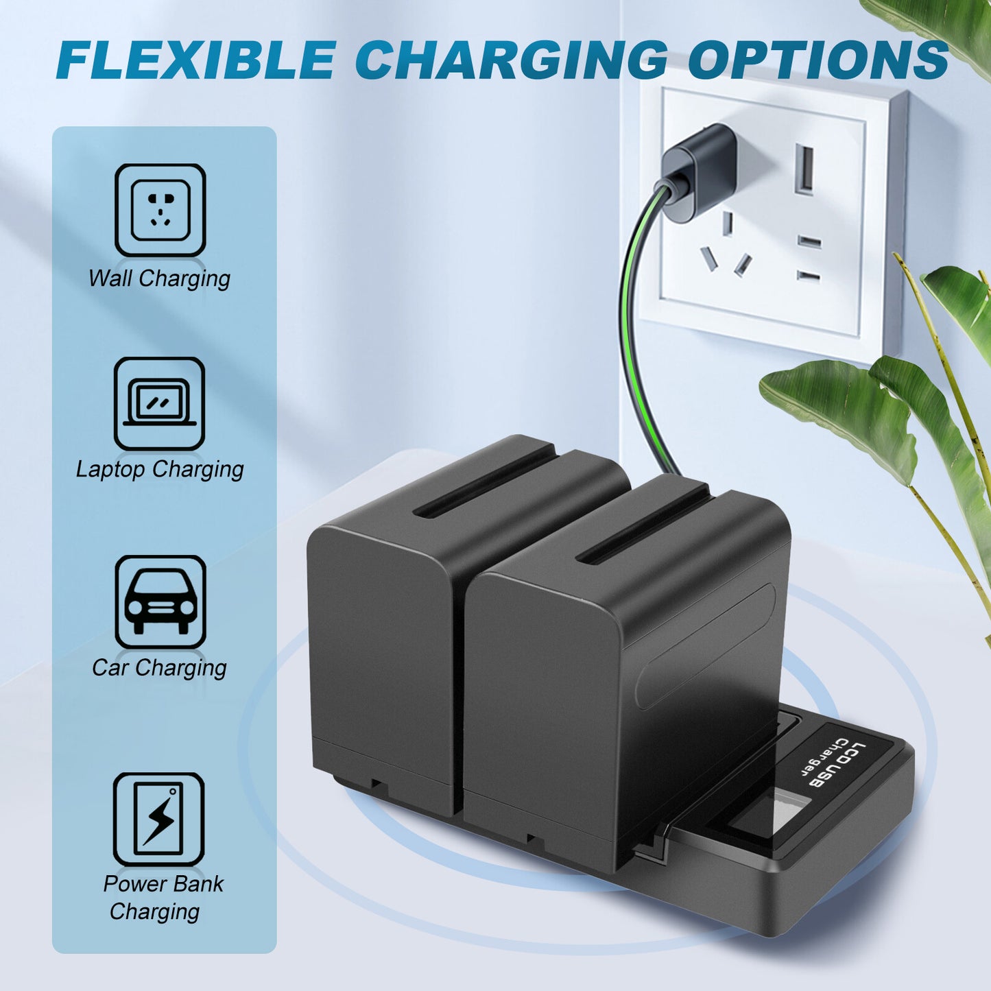 2x NP-F960 NP-F970 NP-F950 8.8Ah Battery + Dual Charger For Sony NP-F330 NP-F550