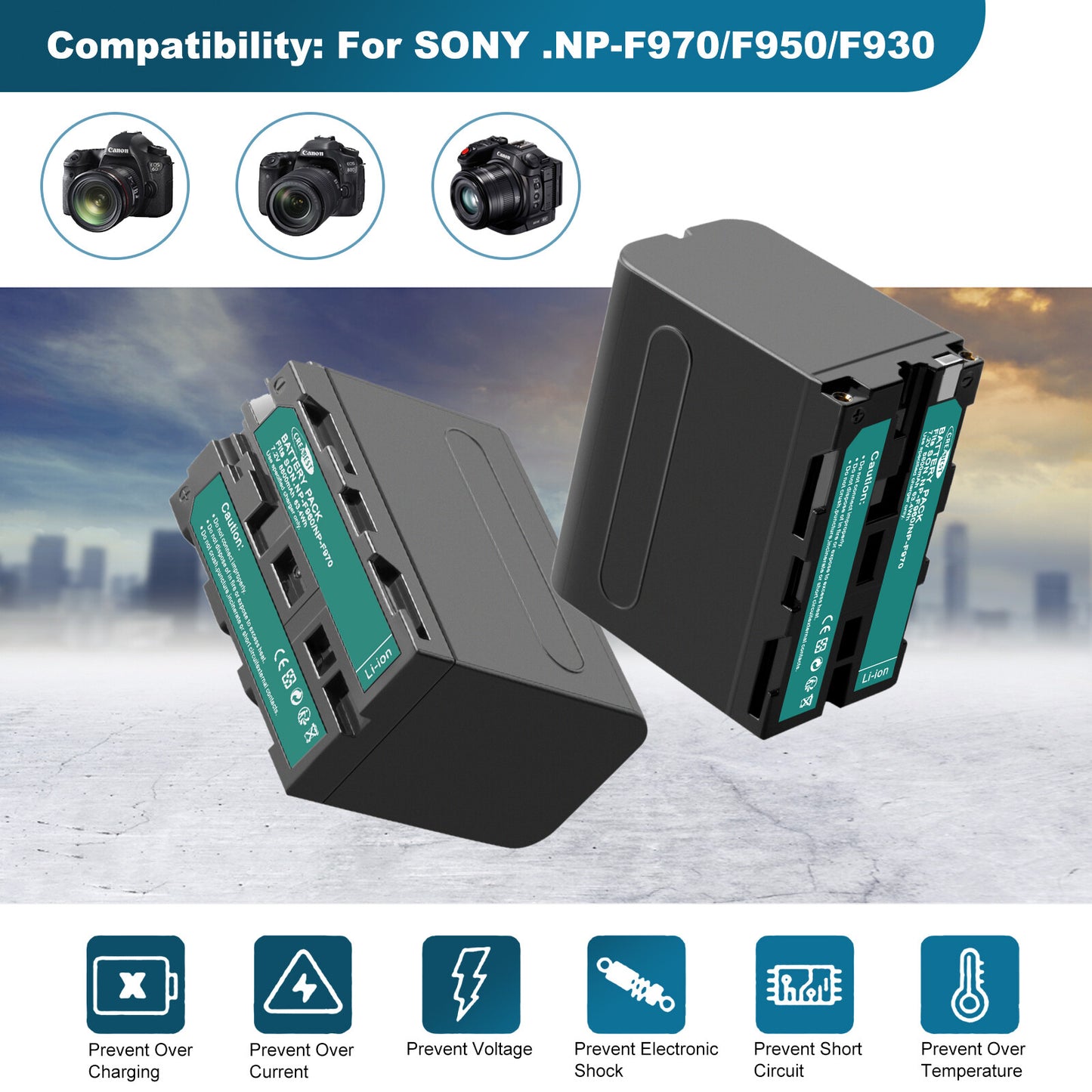 2x NP-F960 NP-F970 NP-F950 8.8Ah Battery + Dual Charger For Sony NP-F330 NP-F550