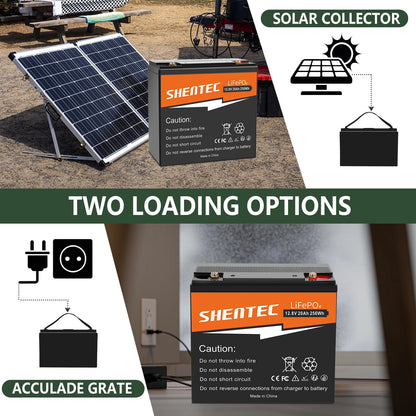 SHENTEC 12V 20Ah Lithium LiFePO4 Rechargeable  Battery For Home RV Boat Solar