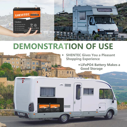 SHENTEC 12V 20Ah Lithium LiFePO4 Rechargeable  Battery For Home RV Boat Solar
