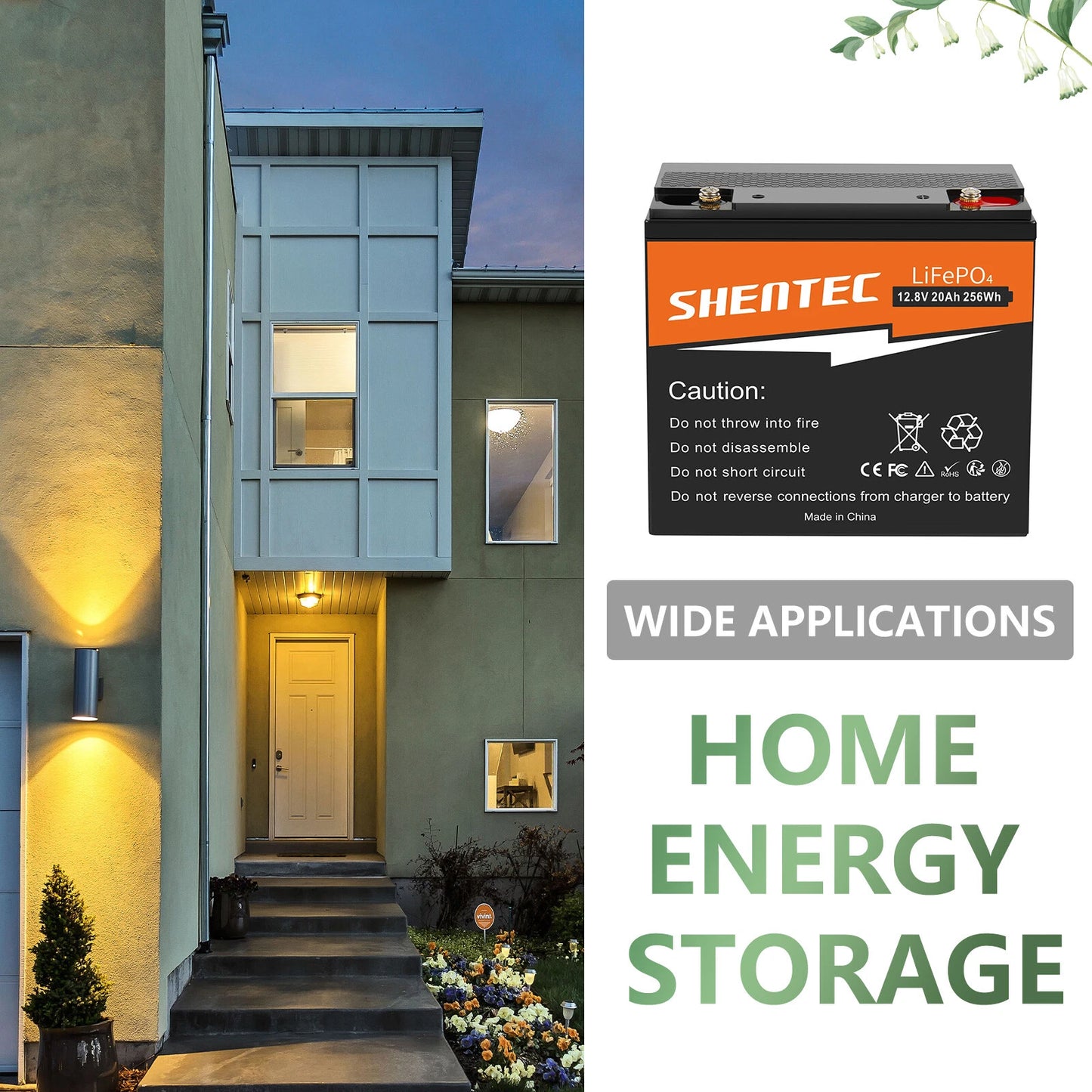 SHENTEC 12V 20Ah Lithium LiFePO4 Rechargeable  Battery For Home RV Boat Solar