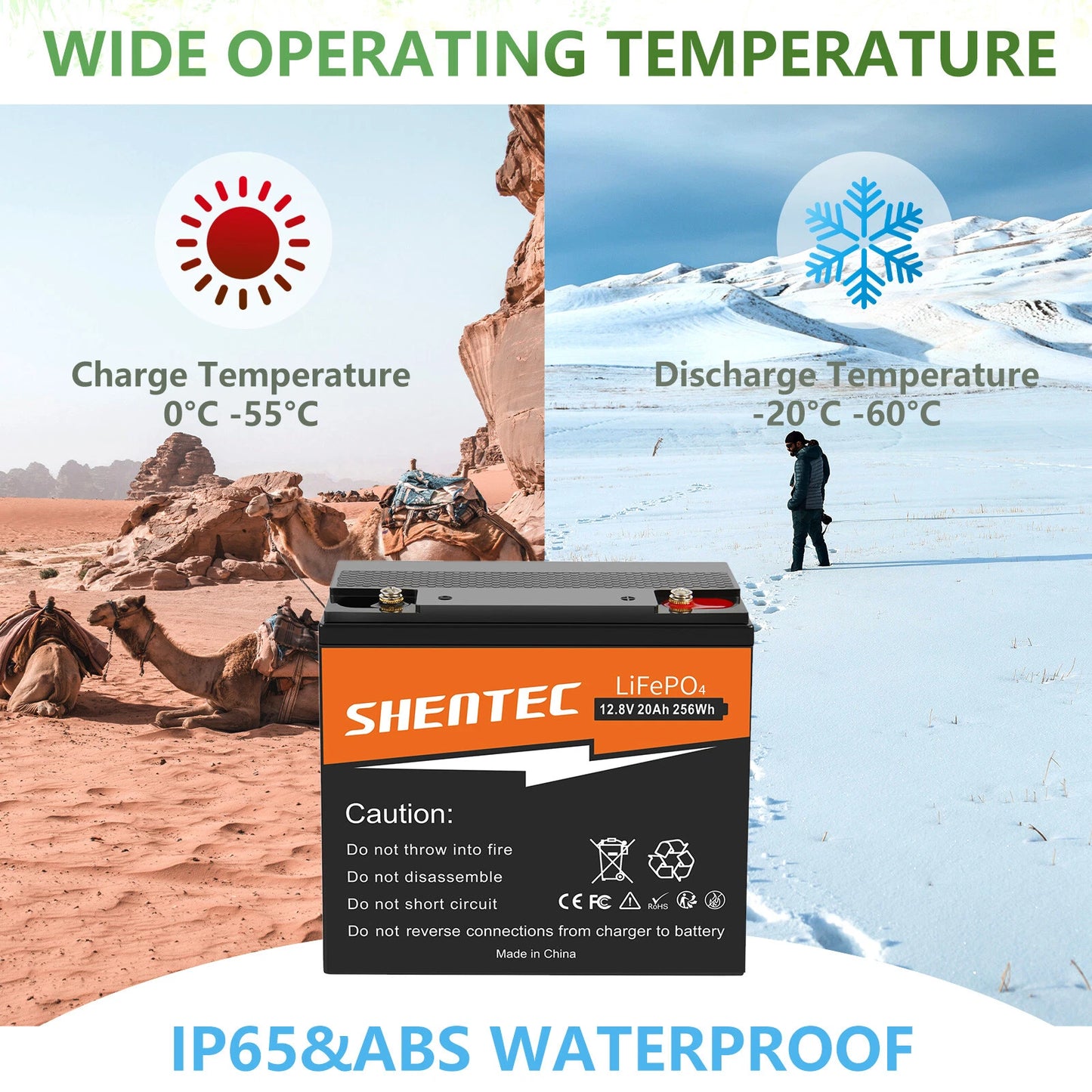 SHENTEC 12V 20Ah Lithium LiFePO4 Rechargeable  Battery For Home RV Boat Solar