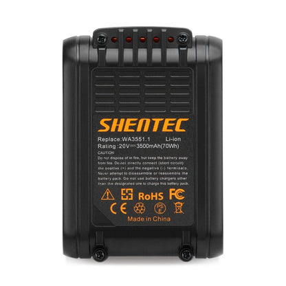 SHENTEC 3500mAh 20V Replacement Battery for Worx WA3551.1 WG169 WX372 WX166 WX372 WX390